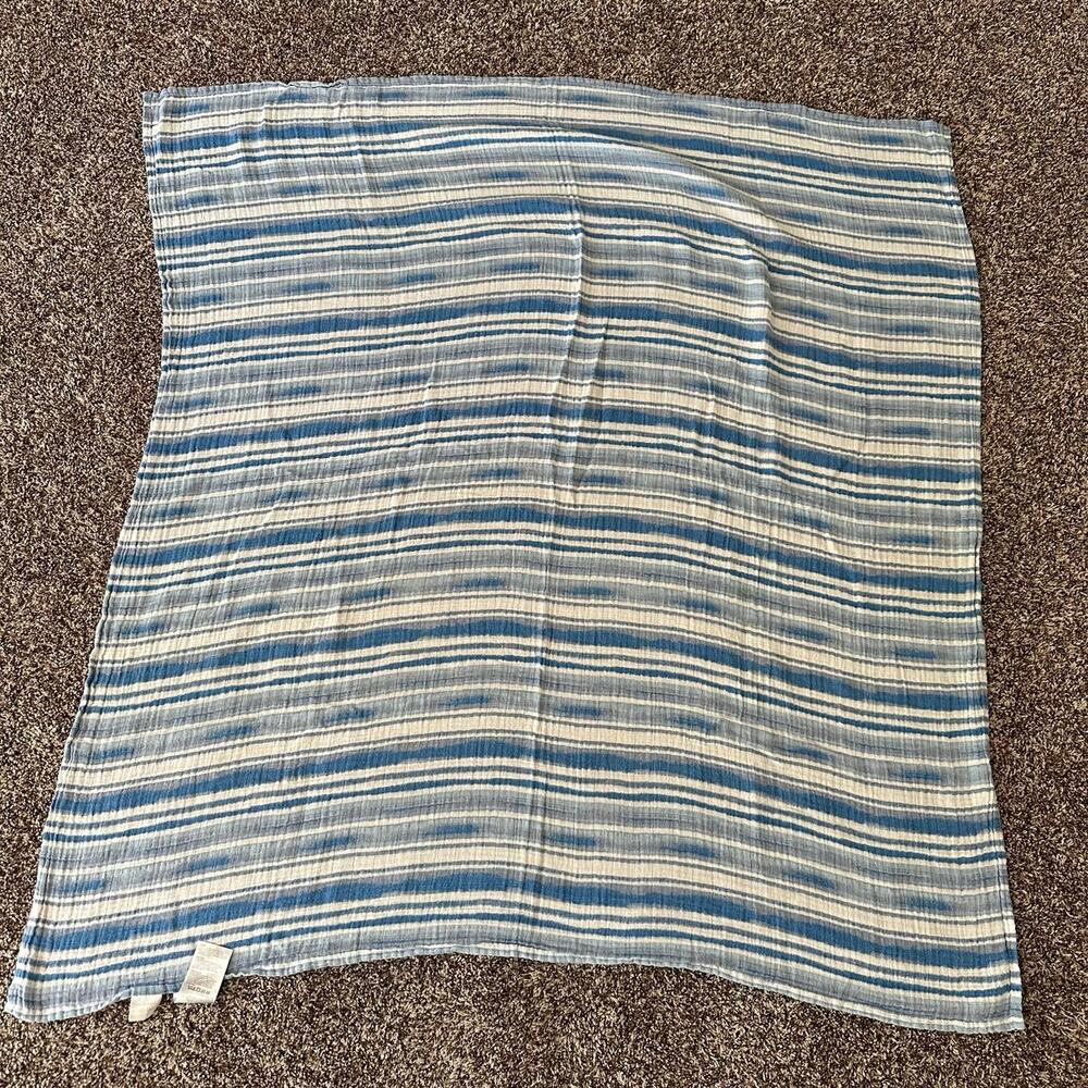 Aden + anais white label muslin swaddle blue stripes